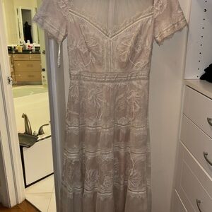 Tadashi Shoji Lace Midi Dress in Cream